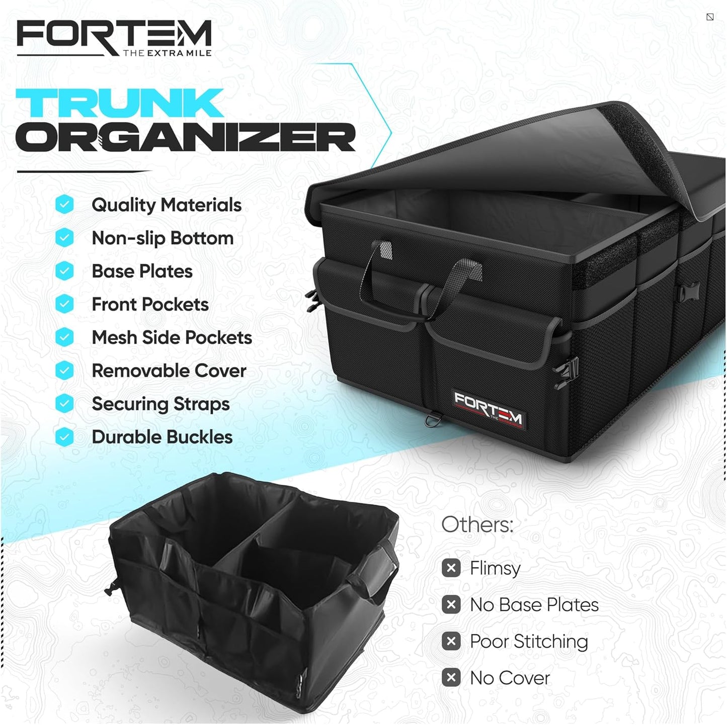 🚗 Heavy Duty Car Trunk Organizer – Foldable Multi-Compartment Storage Solution for SUV, Sedan & Truck